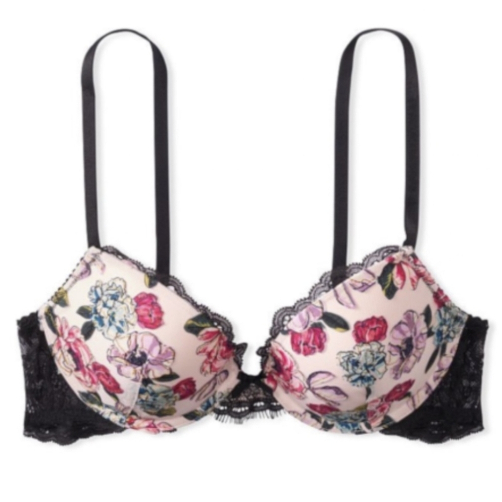 Victoria's Secret VERY SEXY Wild Roses Embroidered Lace Push-Up Padded Bra/ 34D